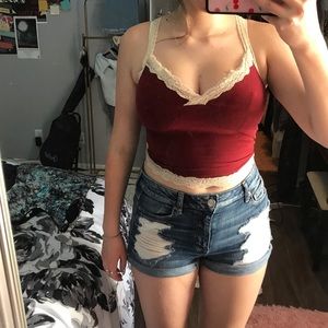 Red Hollister Lace Tank Top